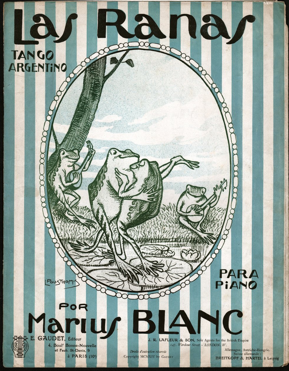Tangót táncoló békák. 1914 (illusztráció) alkotó: Leon Pousthomis