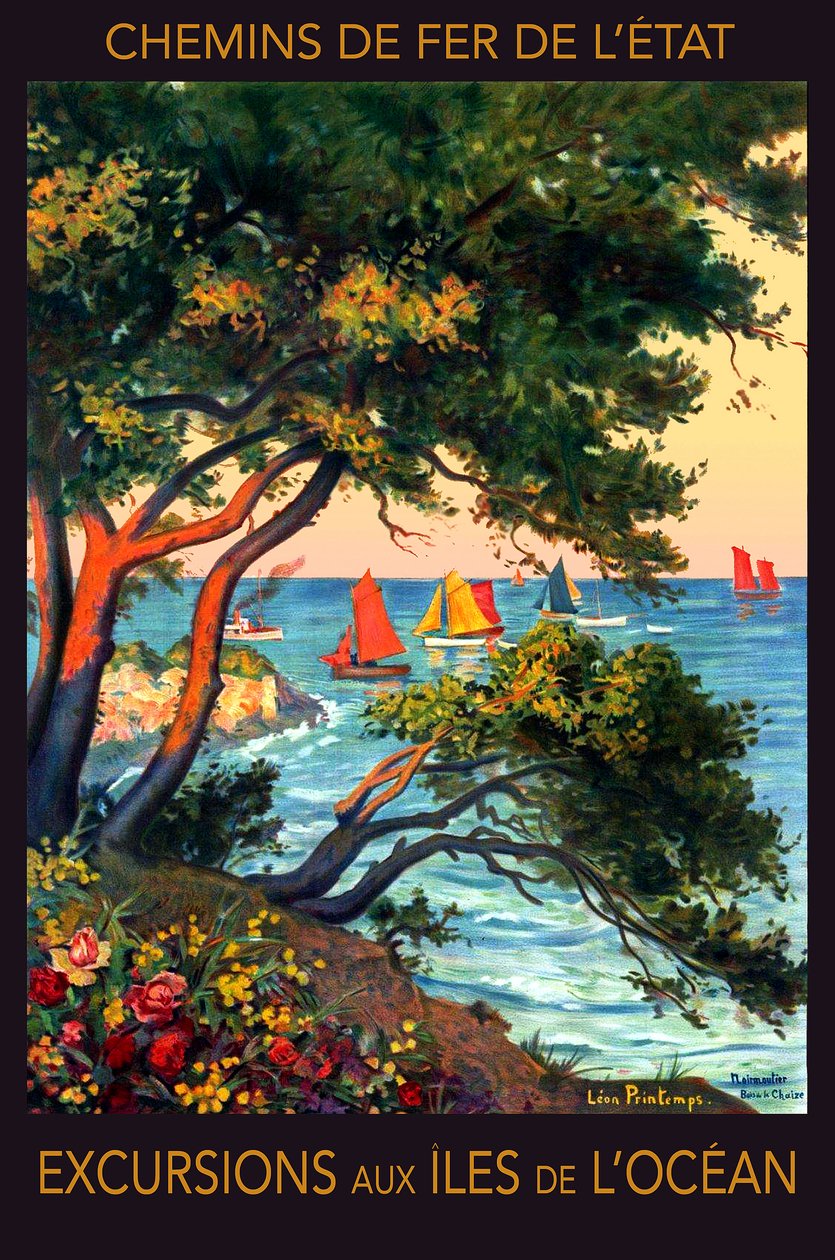 Kirándulások az Atlanti-óceán szigeteire, Noirmoutier, XX. század eleje (poszter) alkotó: Leon Printemps