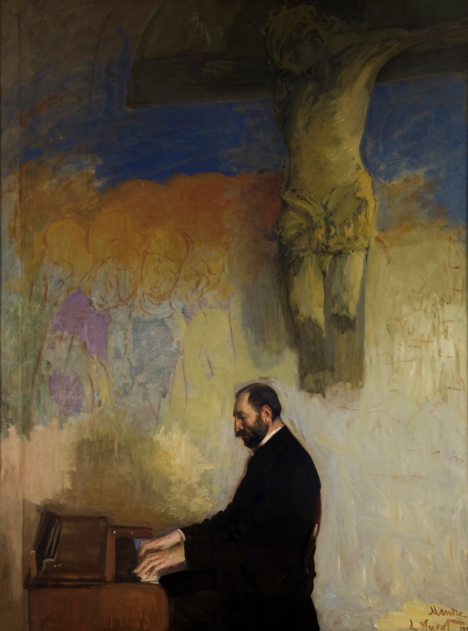 Felix Jasienski (1861-1929) portréja az orgonánál alkotó: Leon Wyczolkowski