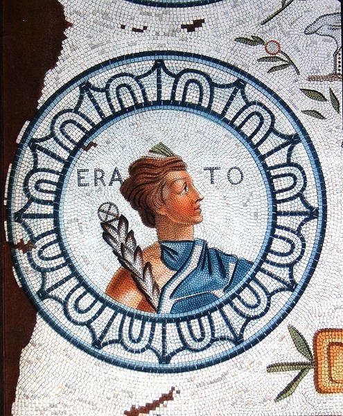 Erato, a költészet és a lírai költészet múzsája (színes metszet) alkotó: Leon de (after) Laborde