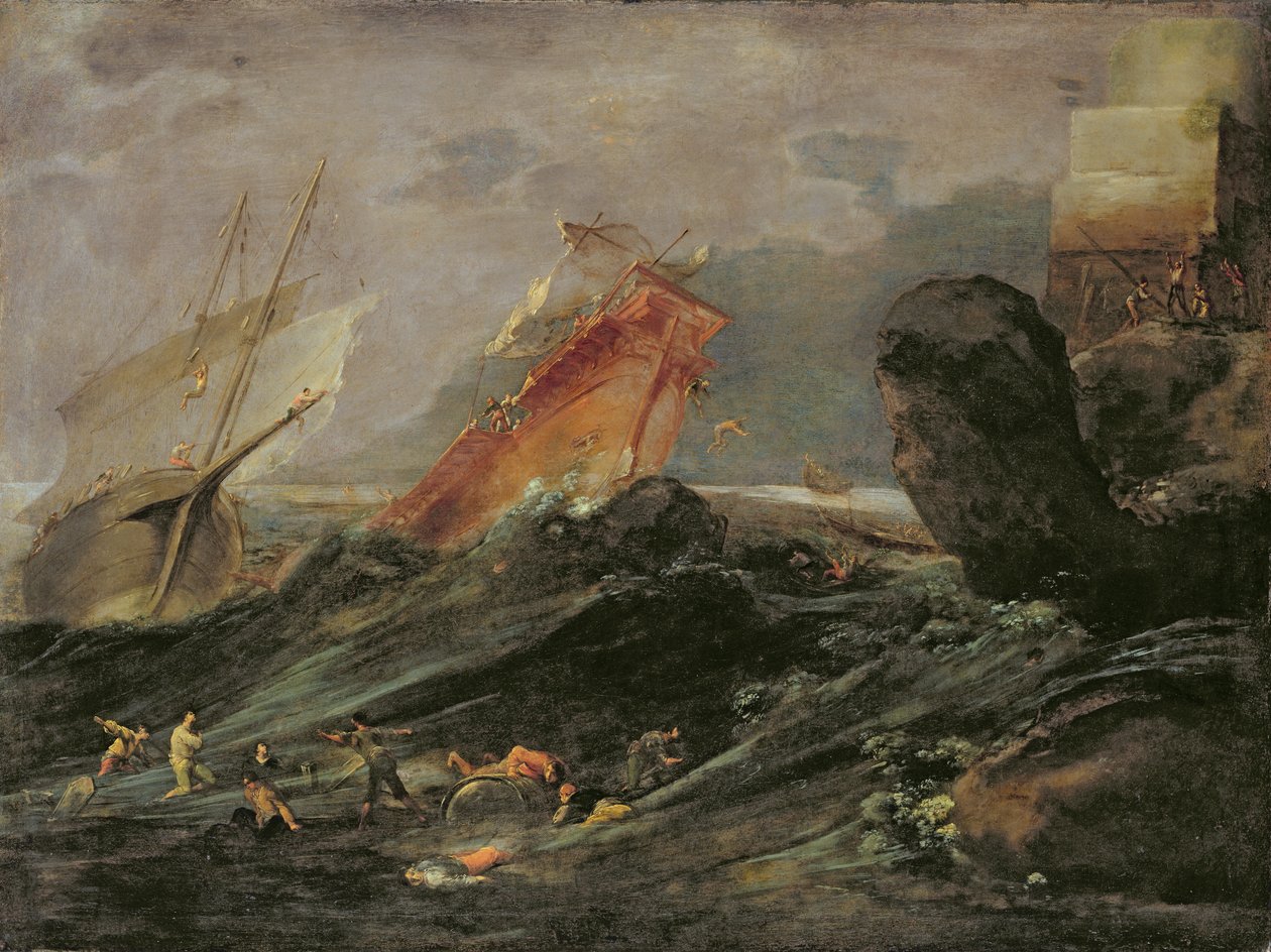 Hajótörés a sziklás parton, 1645-50 körül alkotó: Leonard Bramer