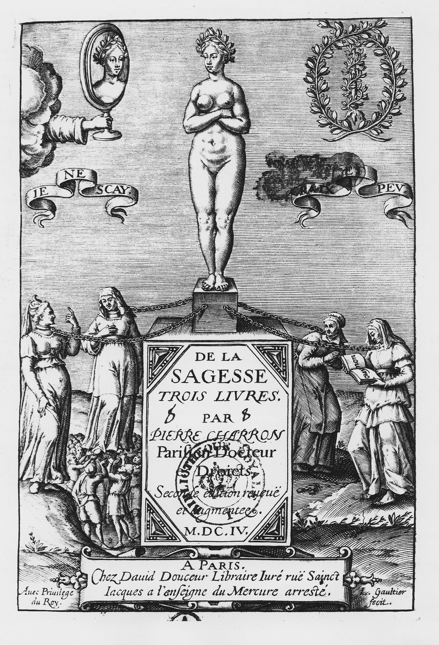 A "De La Sagesse" frontképe, Pierre Charron, 1604 alkotó: Leonard Gaultier