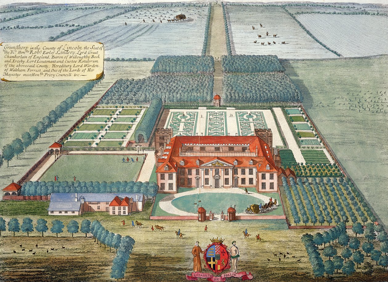 Grimsthorp Lincoln megyében, Johannes Kip metszete (kb. 1652-1722) alkotó: Leonard Knyff