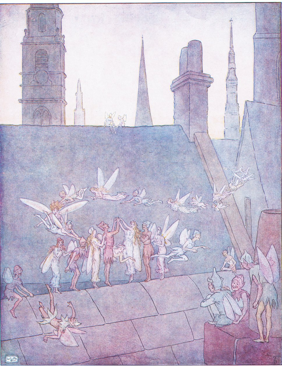 Melegek felfelé, melegek lefelé mennek, hogy megkongassák London város harangjait. alkotó: Leonard Leslie Brooke