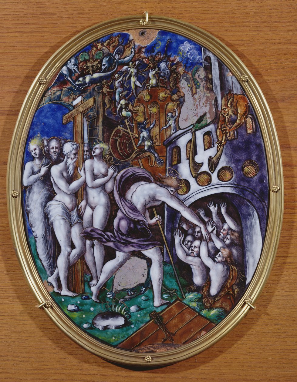 Krisztus leszállása Limbóba, 1557 (festett zománc) alkotó: Leonard Limosin