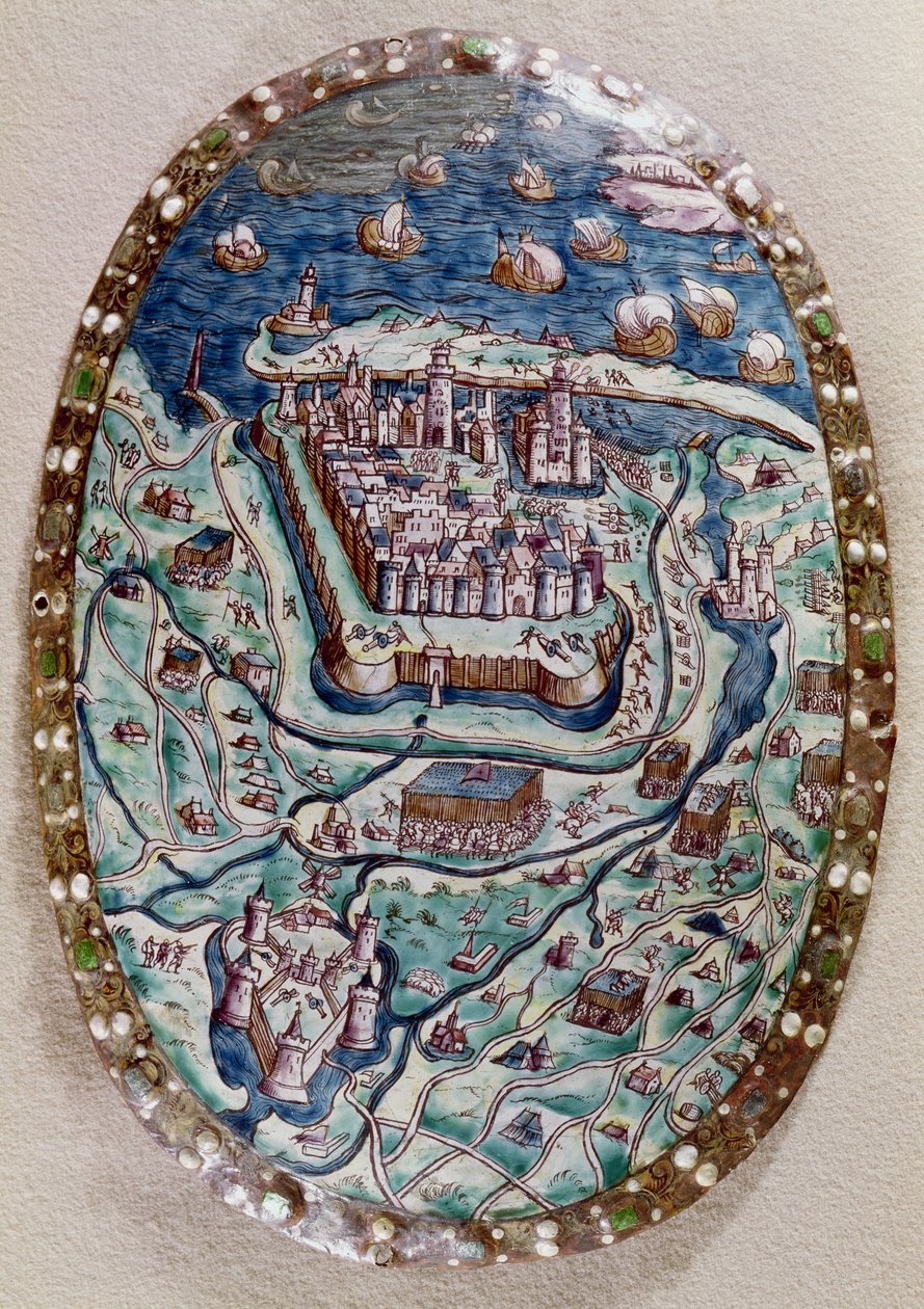 Calais elfoglalása a franciák által 1558-ban (zománc) alkotó: Leonard Limosin
