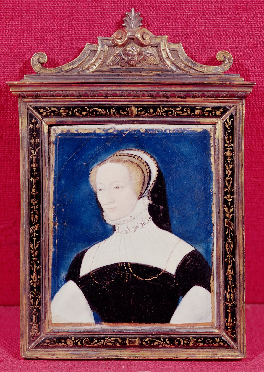 Portré feltehetően Marguerite de Valois (1492-1549) (festett zománc) alkotó: Leonard Limousin