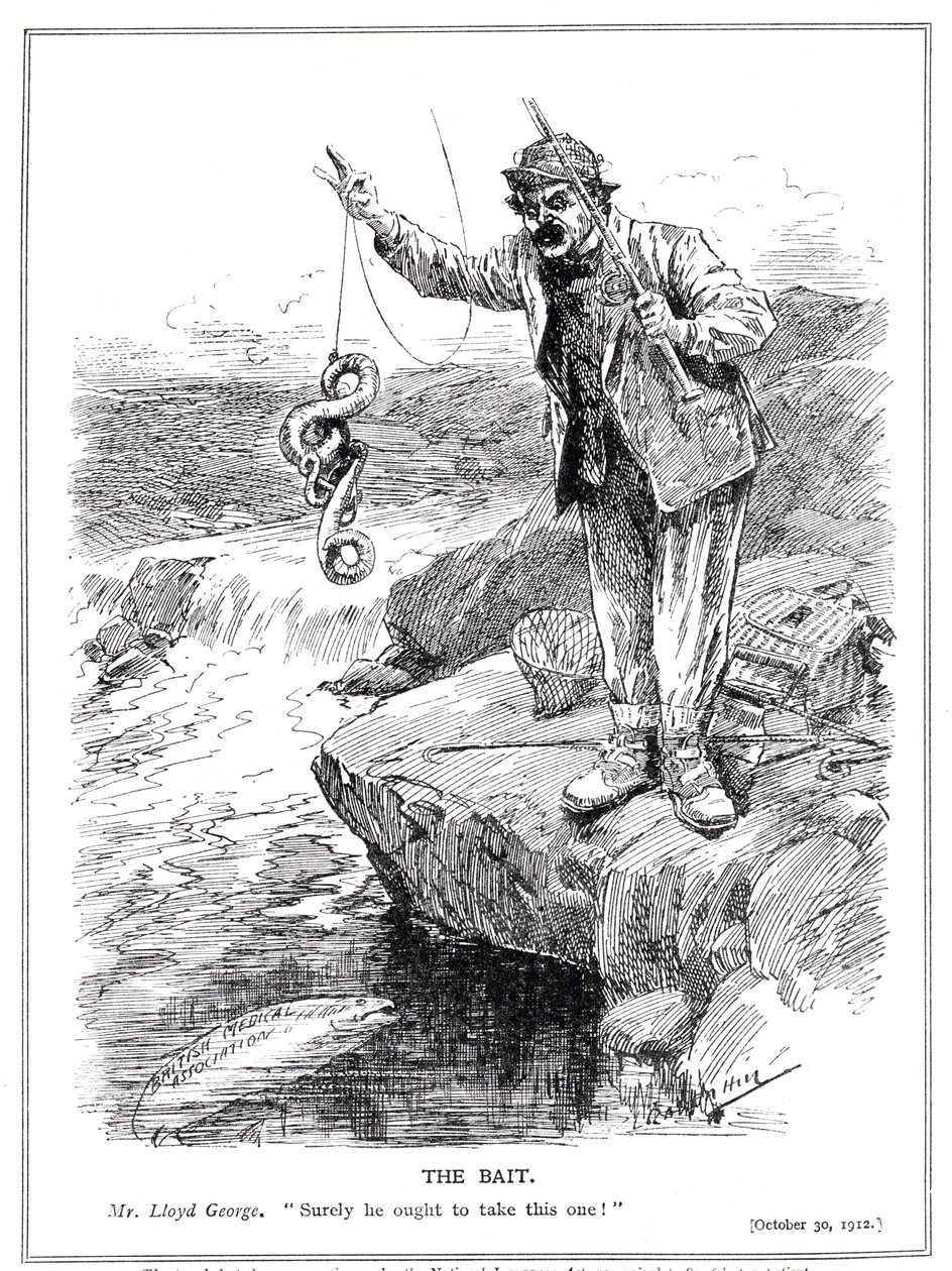 Lloyd George megpróbálja megnyerni az orvosi hivatást, hogy jóváhagyja az 1912-es nemzeti biztosítási törvényét alkotó: Leonard Raven Hill