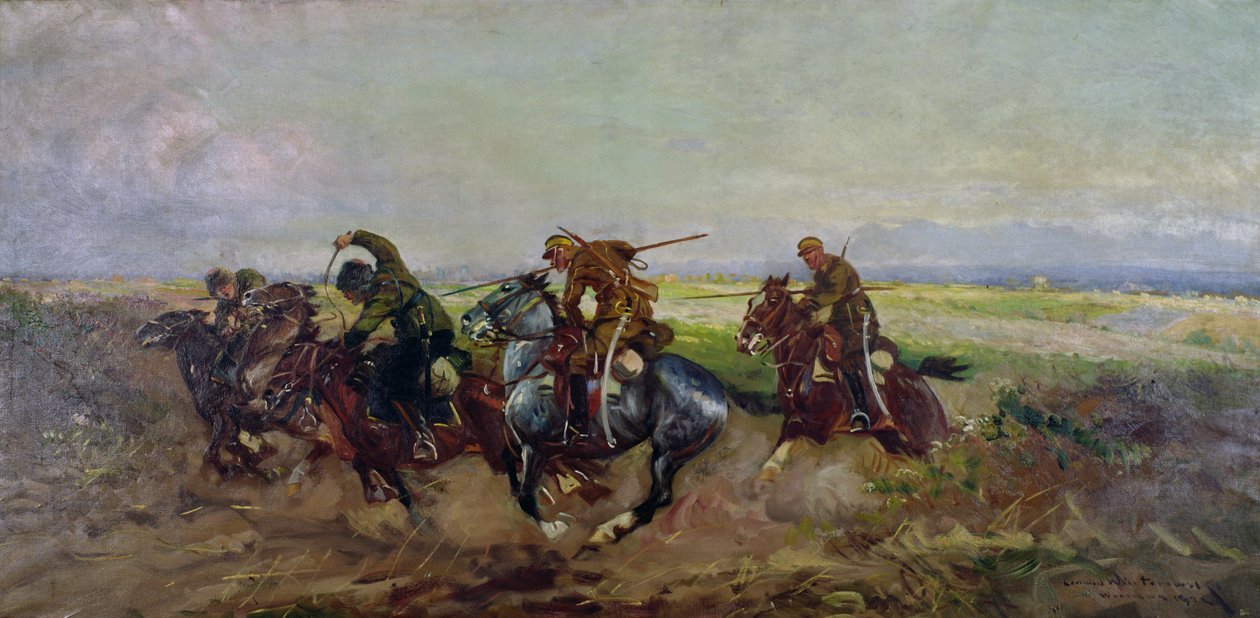 Lengyel Lancerek oroszokat támadva, 1920 alkotó: Leonard Winterowski