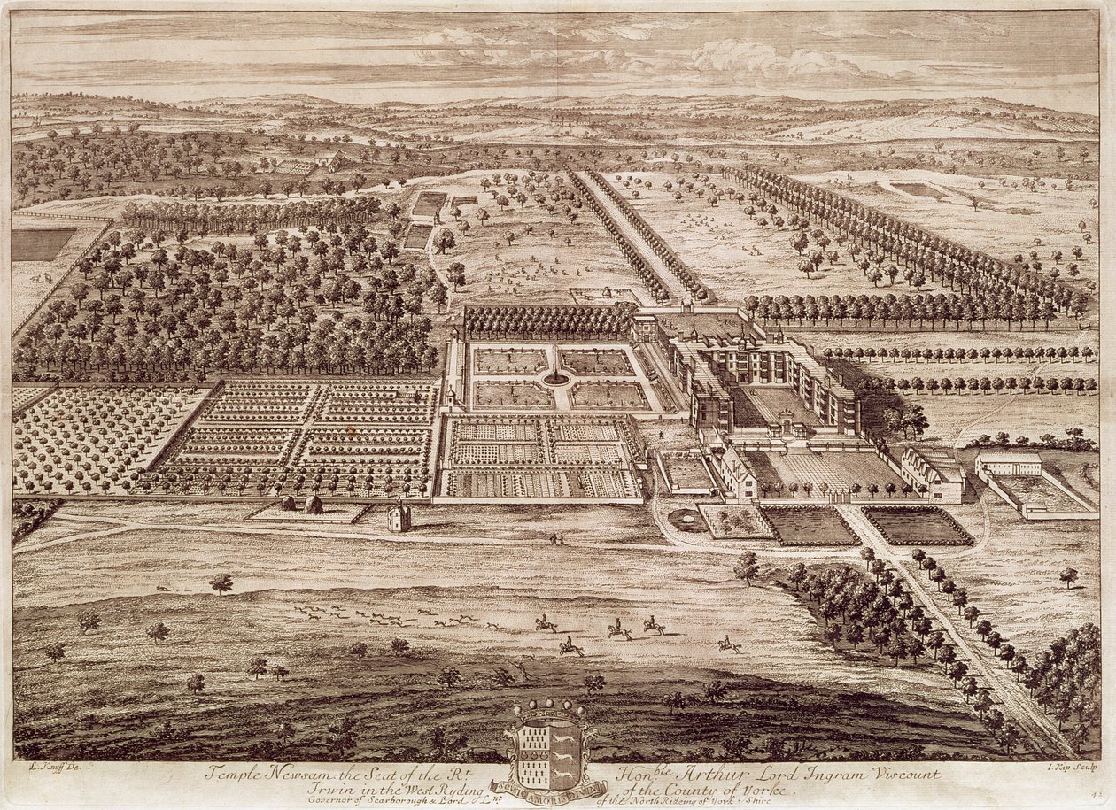 A Temple Newsam House kilátása keletről, metszett: Jan Kip (kb. 1652-1722) 1702 (metszet) alkotó: Leonard (after) Knyff