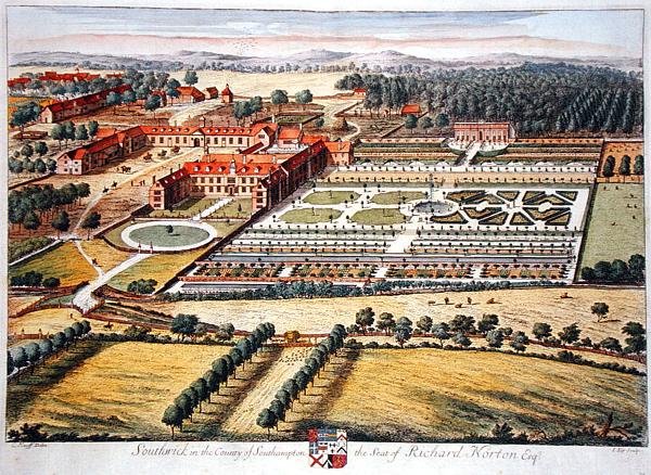 Southwick Southampton megyében Johannes Kip (kb.1652-1722) metszetével (metszet) alkotó: Leonard (after) Knyff