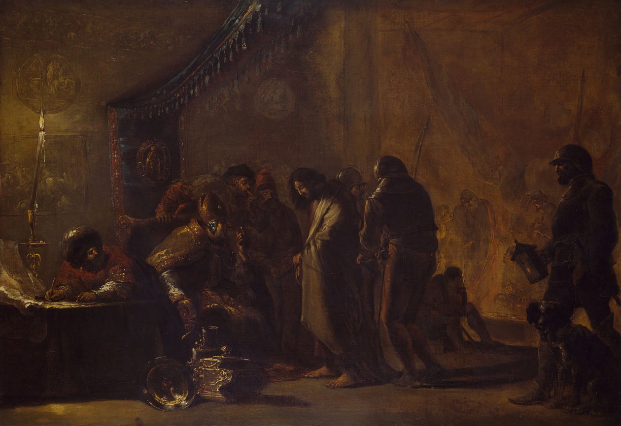 Krisztus Kajafás előtt, 1640-1645. alkotó: Leonard Bramer
