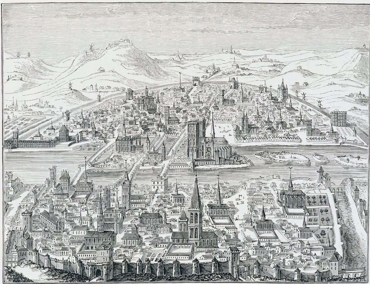 Párizs nagy perspektivikus képe 1607-ben, Léonard Gaultier metszete alapján. alkotó: Leonard Gaultier