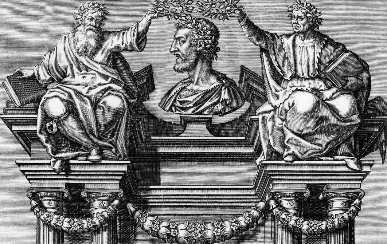 Címlap „Pierre Ronsard életművei”. Pierre Ronsard, Vendomois Gentleman, a francia költők hercegének művei. Leonard Gaultier metszete az 1623-as kiadáshoz alkotó: Leonard Gaultier