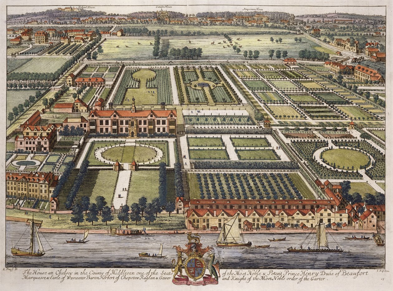 Johannes Kip (kb. 1652-1722) által metszett ház Chelsea-ben, Middlesex megyében alkotó: Leonard Knyff
