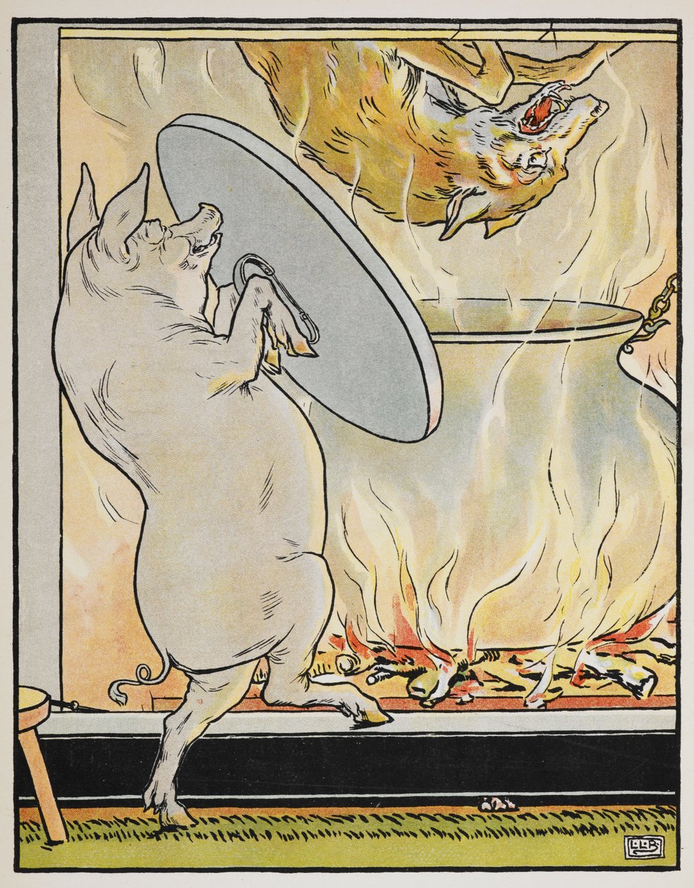 Illusztráció a "Három kismalac" című meséhez. alkotó: Leonard Leslie Brooke
