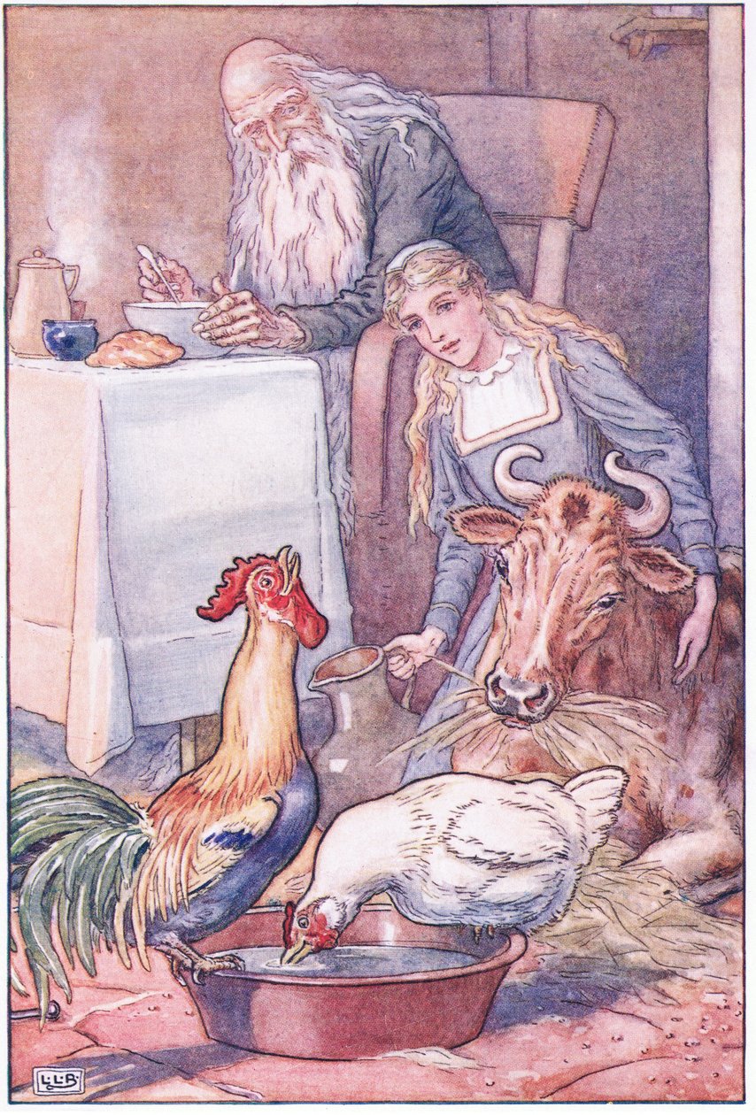 Csinos csibék és foltos tehén, mi lesz a válaszunk most, 1920-as években? alkotó: Leonard Leslie Brooke