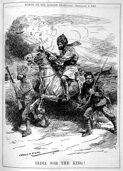 India For The King! a "Punch" magazinból, CXLVII. kötet, 214. o., kiad. szeptember 9. alkotó: Leonard Raven Hill