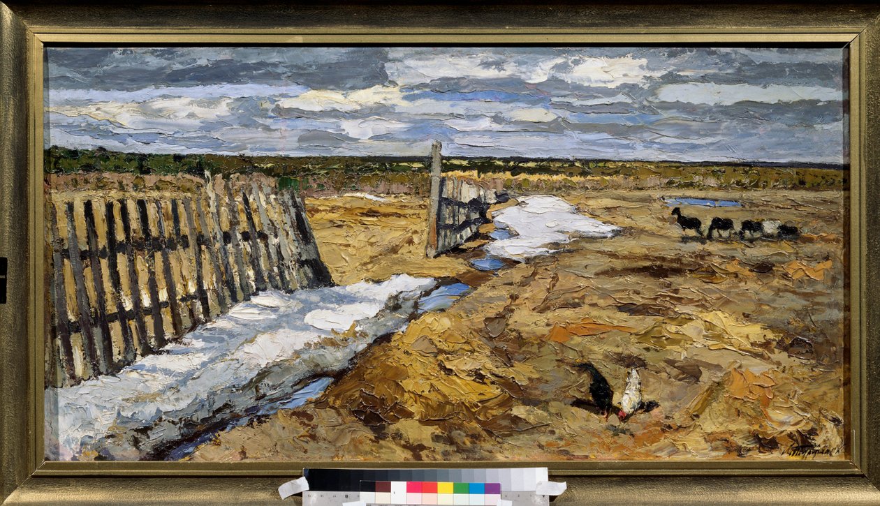 Április nap (április nap) - Leonard Viktorovich Turzhansky (Tourjansky) (1875-1945) festménye, olaj, vászon - orosz művészet, tájkép 19. század vége-XX. század eleje - M Kroshitsky Művészeti Múzeum, Sebastopol (Ukrajna) alkotó: Leonard Viktorovich Turzhansky