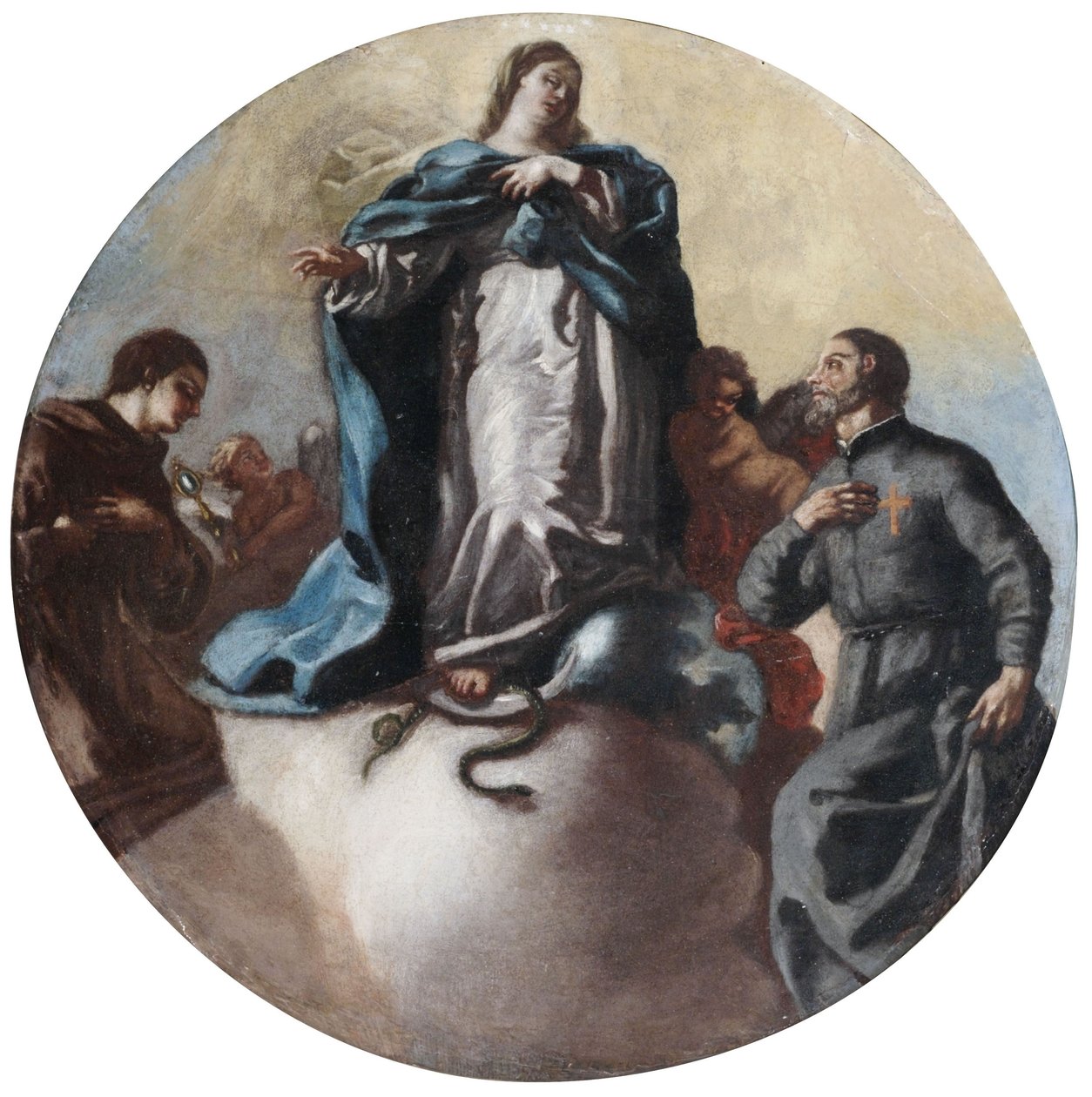Szeplőtelen Szűz Szent Antal és Lellis -i Szent Camillus társaságában alkotó: Leonardo Antonio Olivieri
