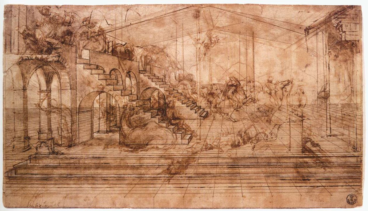 A mágusok imádása perspektivikus tanulmánya LEONARDO da Vinci Perspectival study of the Adoration of the Bugs alkotó: Leonardo da Vinci