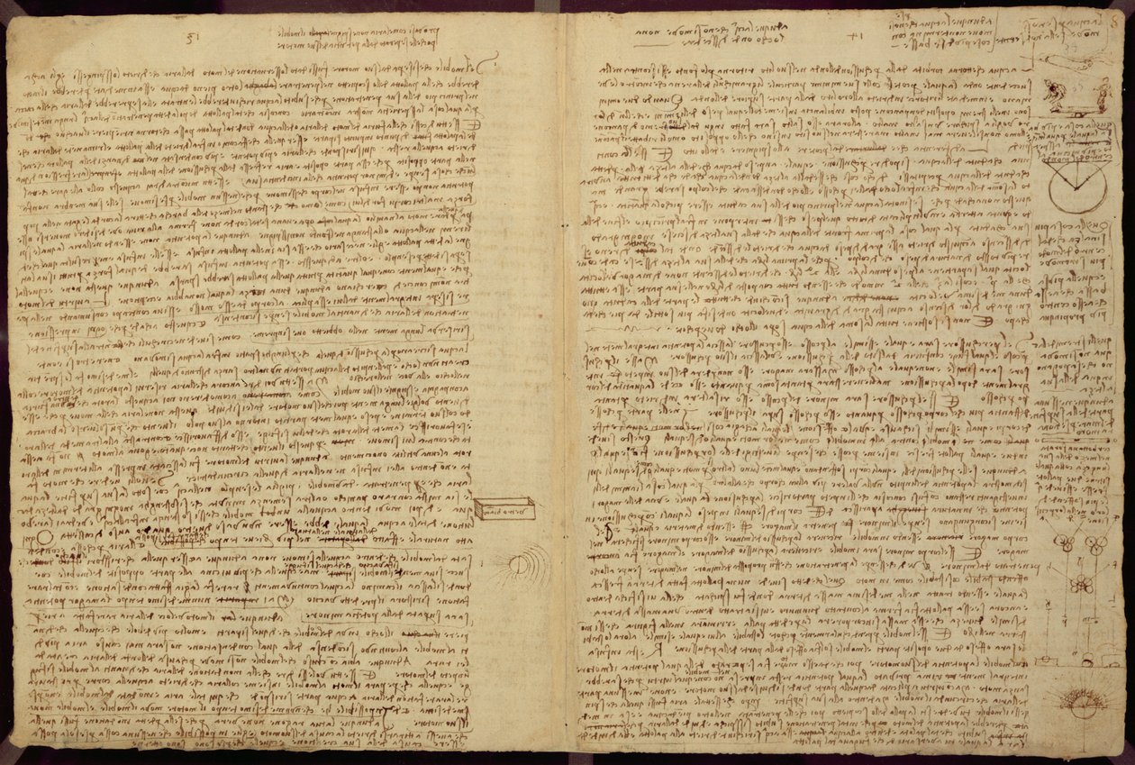 Egy oldal a Leicester-kódexből, 1508-12 (szepia tinta vászonpapírra) alkotó: Leonardo da Vinci