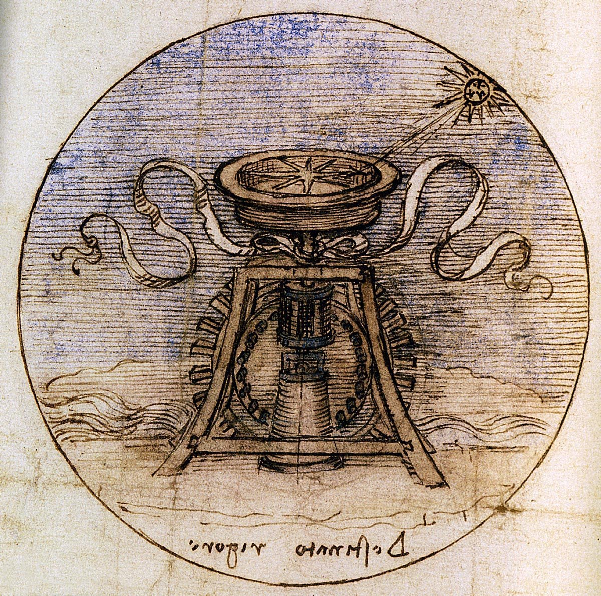 Vízzel működtetett iránytű alkotó: Leonardo da Vinci