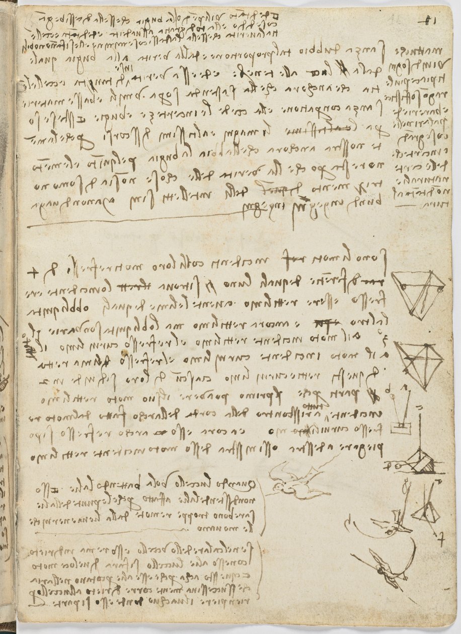 Birds Flight Code, c. 1505-06, papír kézirat, cc. 18, 11. lap recto alkotó: Leonardo da Vinci
