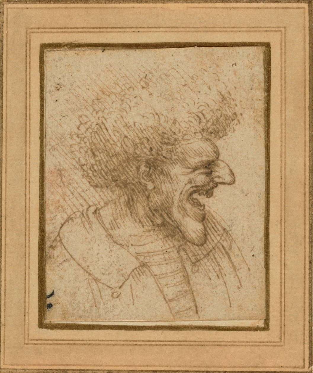 Bozontos hajú férfi karikatúrája, 1495 körül alkotó: Leonardo da Vinci