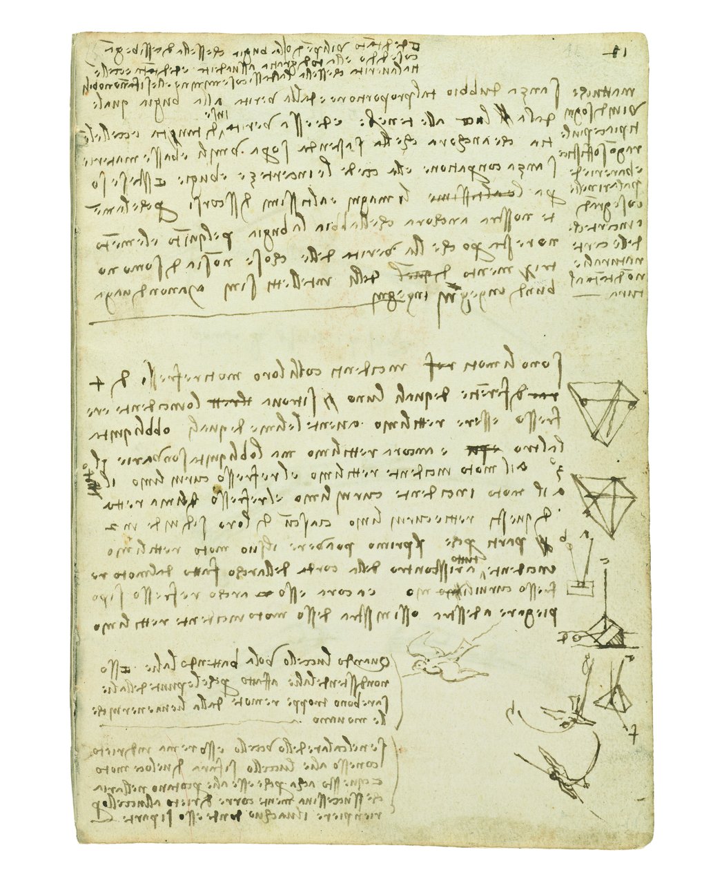 Kódex a madarak repüléséről, Folio 11 recto alkotó: Leonardo da Vinci
