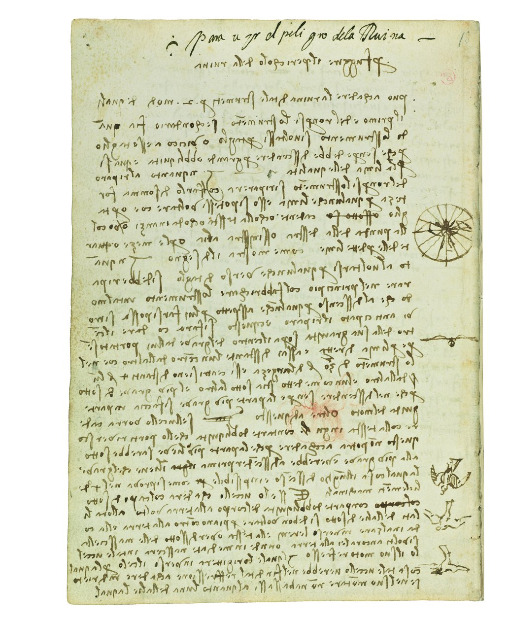 Codex a madarak repüléséről, Folio 12 verso alkotó: Leonardo da Vinci