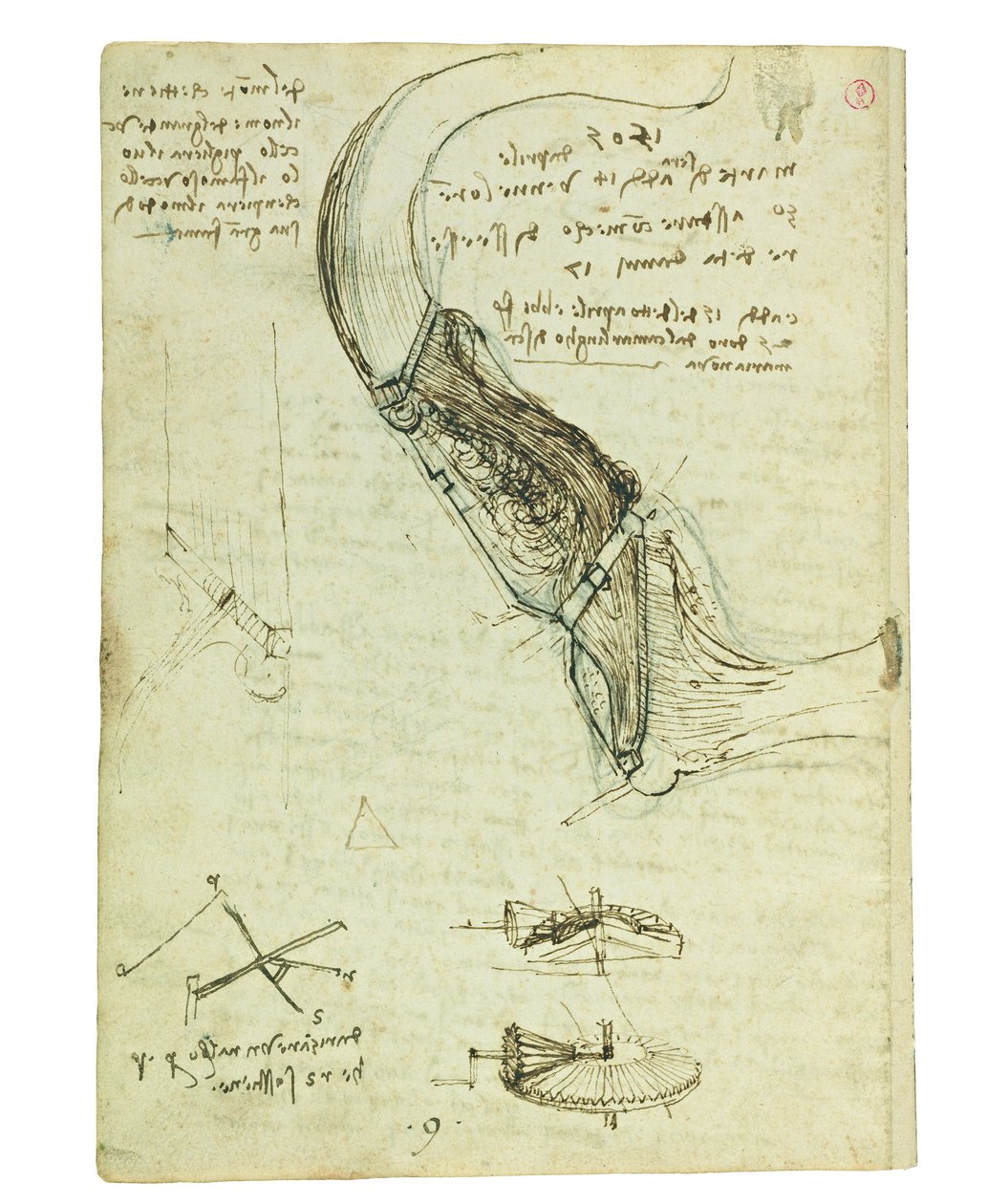 Codex a madarak repüléséről, Folio 18 verso alkotó: Leonardo da Vinci