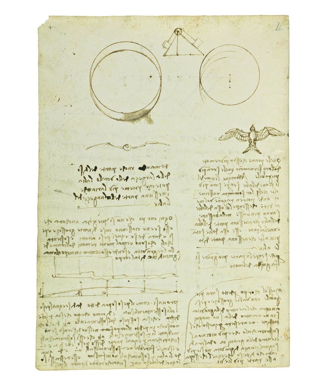 Codex a madarak repüléséről, Folio 4 verso alkotó: Leonardo da Vinci