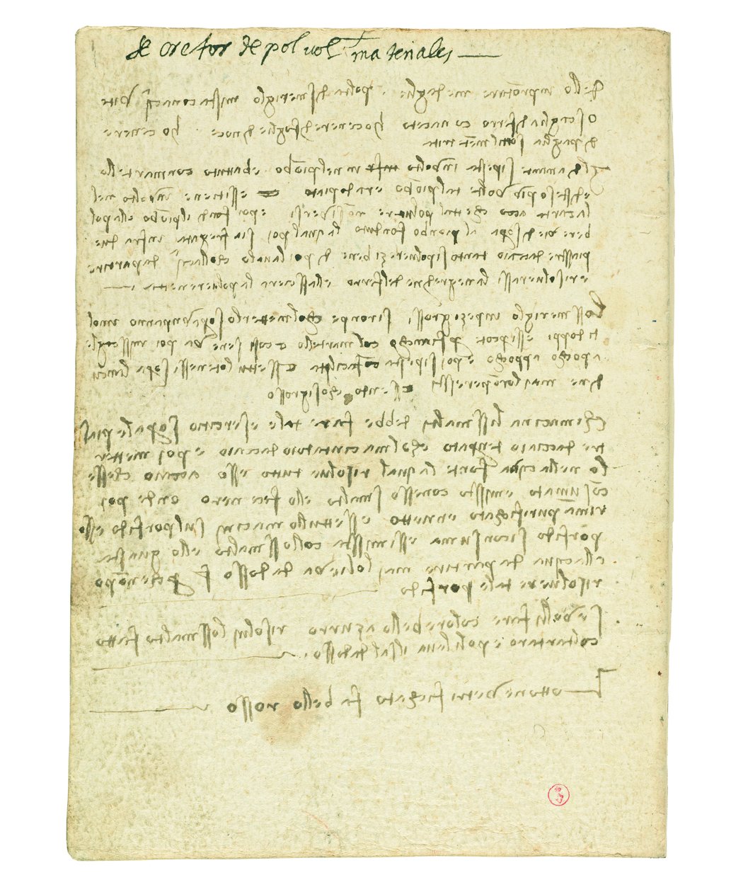 Kódex a madarak repüléséről, véglap II alkotó: Leonardo da Vinci