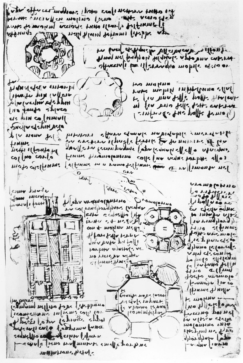 Palota és park kialakítása (Romorantin), fol. 270v az Arundel-kódexből, 1517-18 alkotó: Leonardo da Vinci