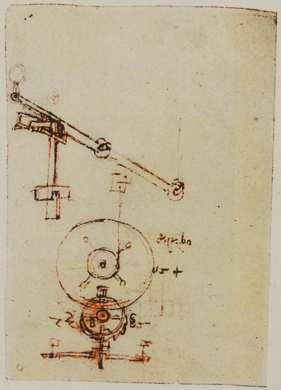 Tervek kerekek és fogaskerekek készítéséhez, illusztráció a Codex Forster II-ből alkotó: Leonardo da Vinci