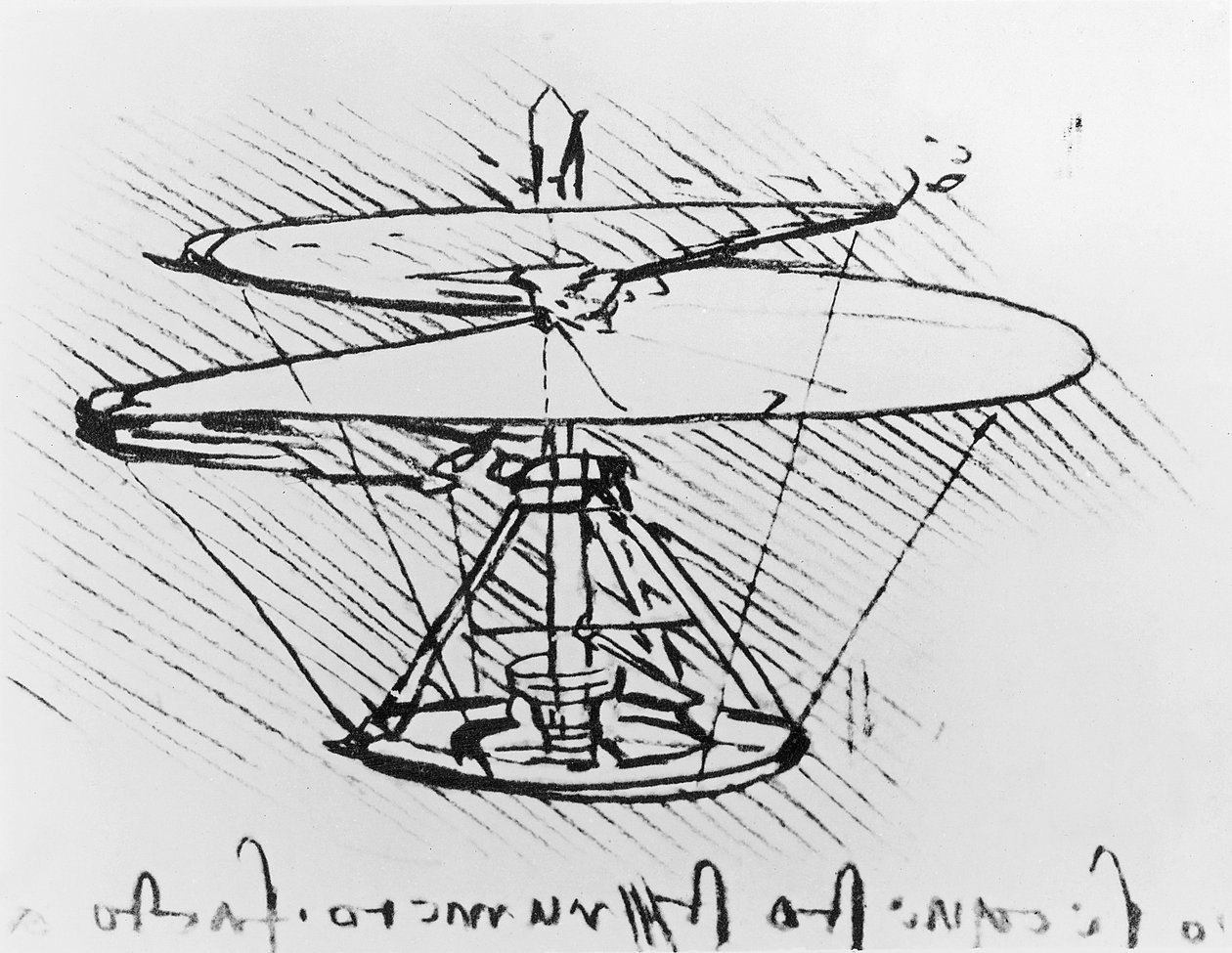 Részlet egy repülő gép tervéből, 1488 körül toll és tus, papír alkotó: Leonardo da Vinci