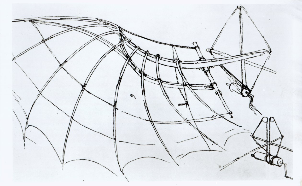 Mechanikus szárny diagramja, B kézirat, 1488-89 alkotó: Leonardo da Vinci