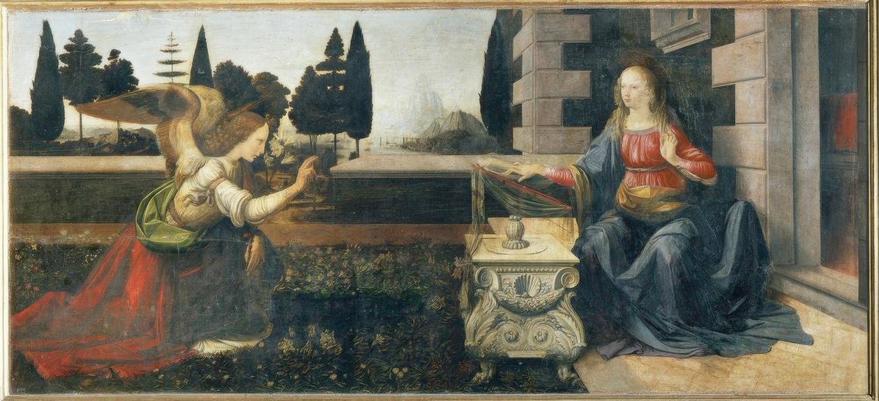 Az Angyali üdvözlet alkotó: Leonardo da Vinci