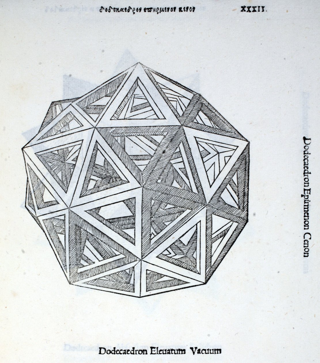 Dodekaéder emelt vákuum, illusztrációja Luca Pacioli (kb. 1445-1517) „Isteni arány”-ból, eredetileg pub. Velence, 1509 alkotó: Leonardo da Vinci
