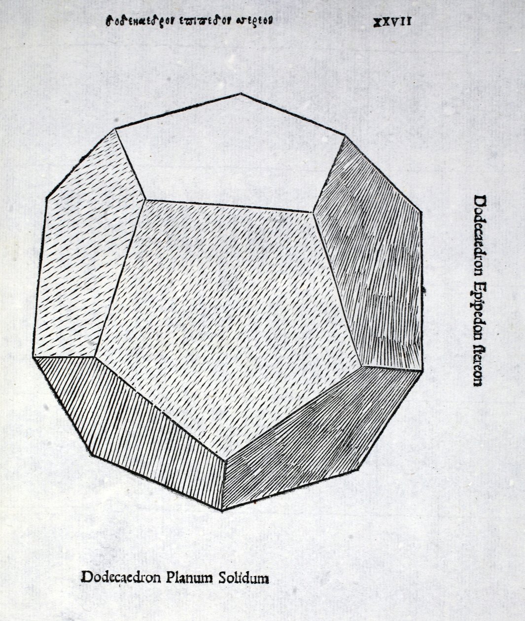 Dodekaéder szilárd sík, illusztrációja Luca Pacioli (1445-1517 körül) „Isteni arány”-ból, eredetileg pub. Velence, 1509 alkotó: Leonardo da Vinci