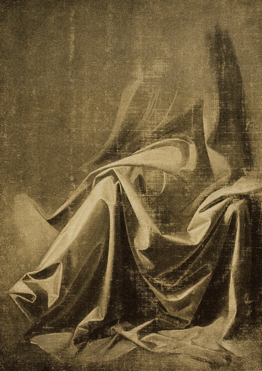 Drapériatanulmány, Leonardo da Vinci rajza, Rajzok és nyomatok kabinetje, Uffizi Galéria, Firenze alkotó: Leonardo da Vinci
