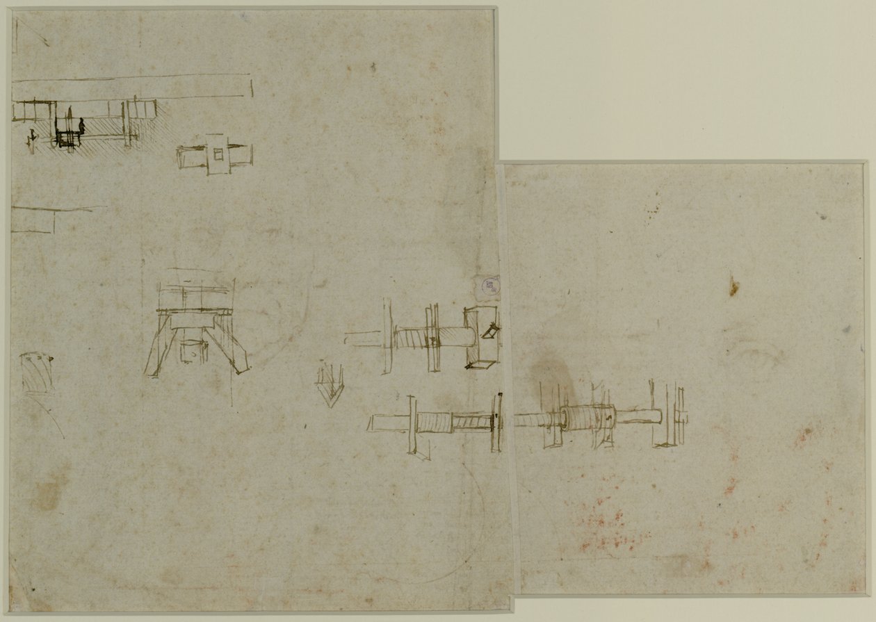Egy gép elemei, 1489-90 körül (toll és barna tinta, papír) alkotó: Leonardo da Vinci