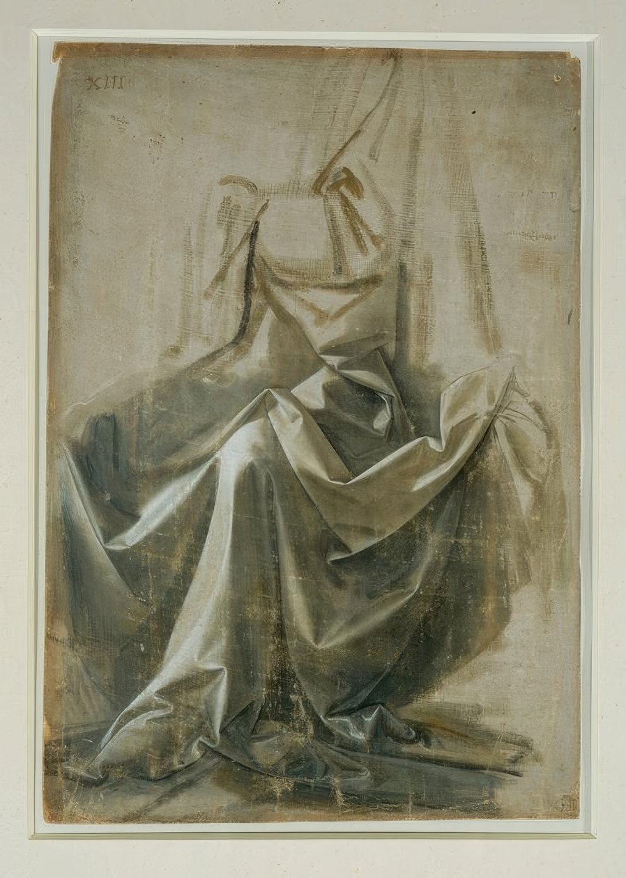 Ülő alak ruhatanulmánya alkotó: Leonardo da Vinci