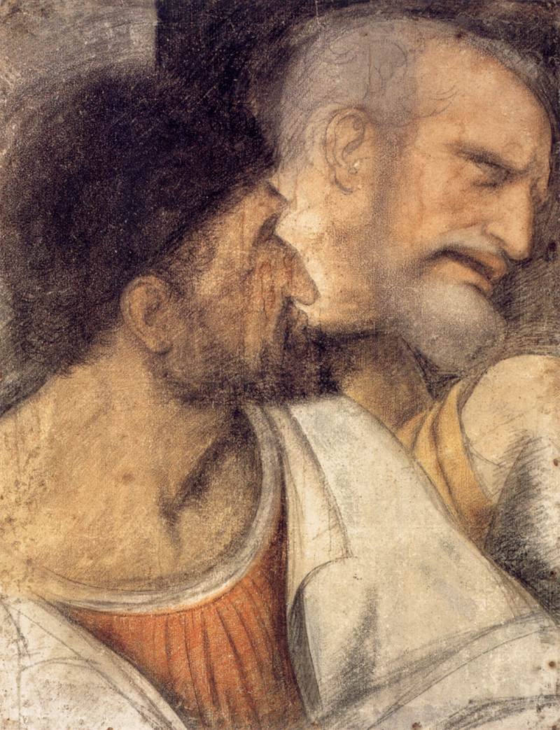 Júdás és Péter feje alkotó: Leonardo da Vinci