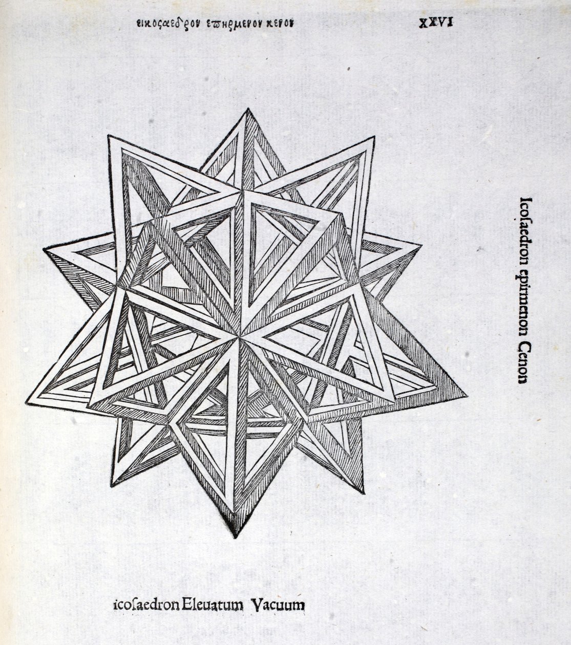 Icosaedron emelt vákuum, illusztrációja Luca Pacioli (1445-1517 körül) "Isteni arány" című könyvéből, eredetileg pub. Velence, 1509 alkotó: Leonardo da Vinci