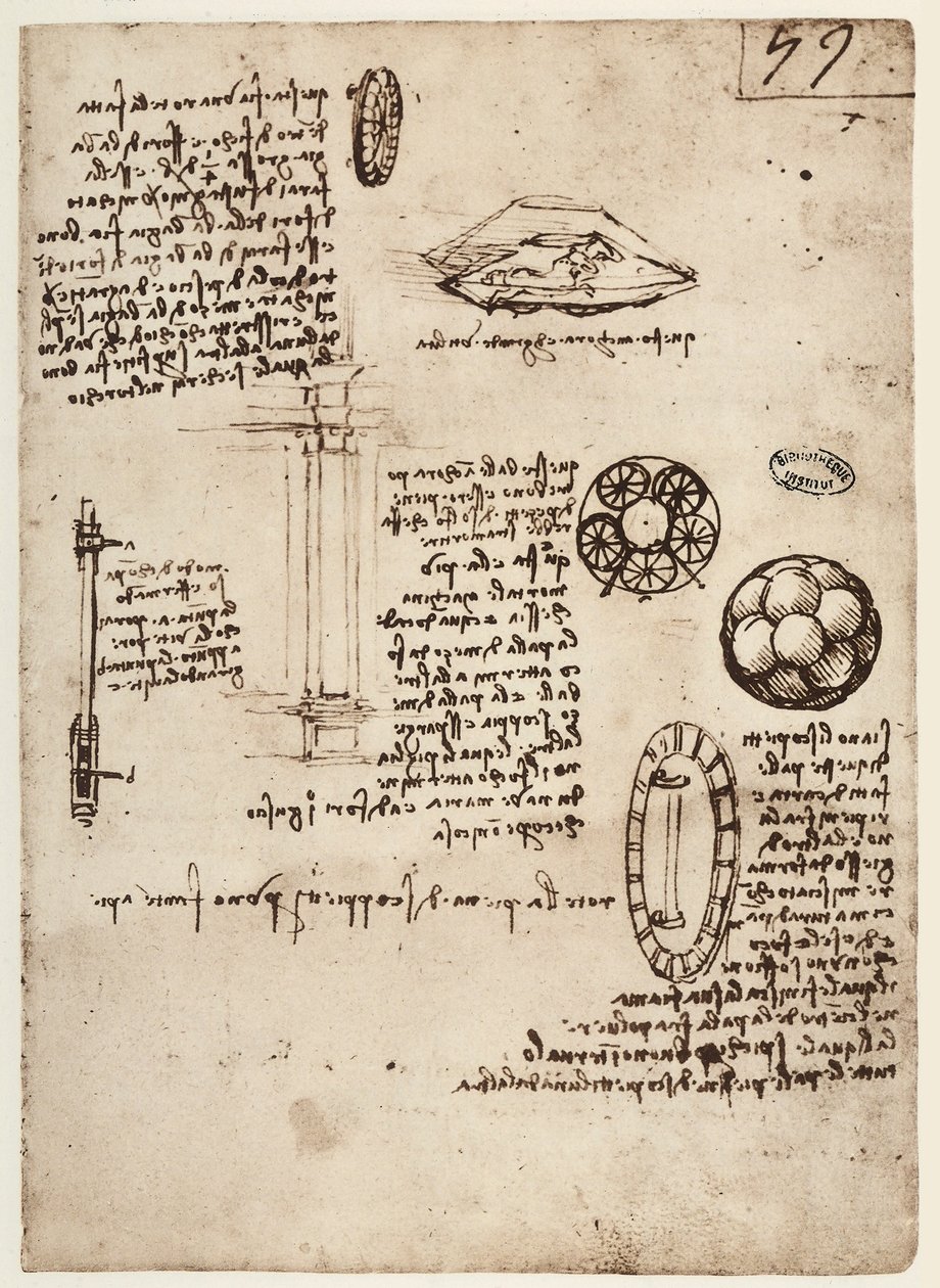 MS B 2173 f.59r, katonai fegyverek tanulmánya, 1488-90 alkotó: Leonardo da Vinci