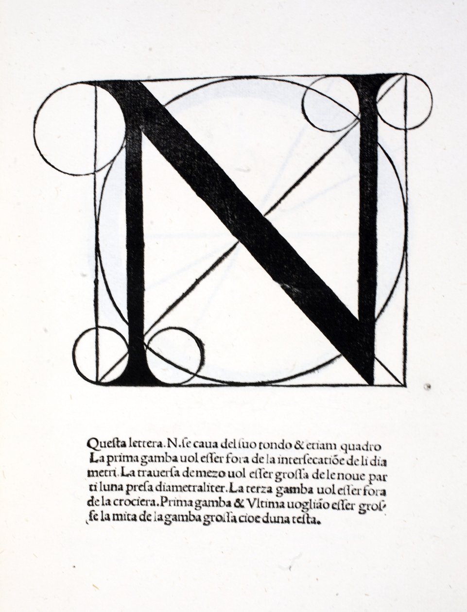 N, illusztráció Luca Pacioli (1445-1517 körül) "Divina Proportione" című művéből, eredetileg kiadva. Velence, 1509 alkotó: Leonardo da Vinci