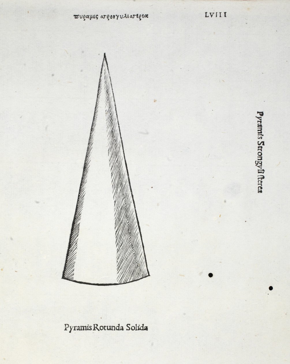 Szilárd, kerek piramis, Luca Pacioli (1445-1517 körül) „Isteni arány” illusztrációja, eredetileg pub. Velence, 1509 alkotó: Leonardo da Vinci