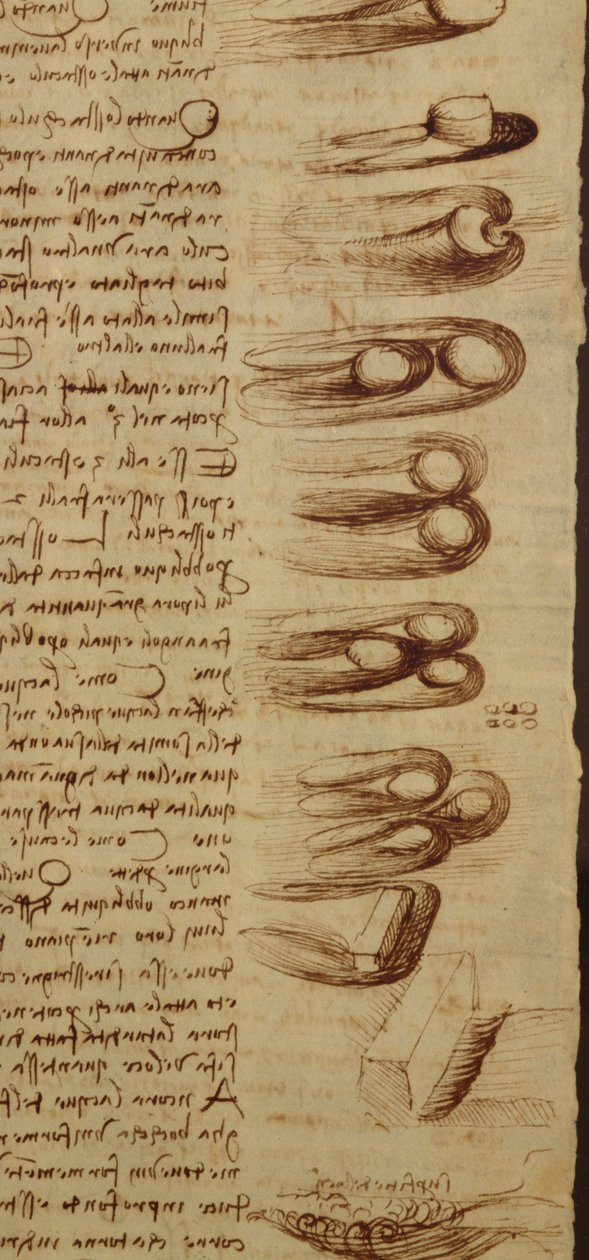 Tudományos diagramok, a Leicester-kódexből, 1508-12, szepia tinta, vászonpapír, 240120 részlete alkotó: Leonardo da Vinci